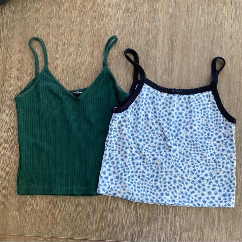 Brandy Melville Cropped Tank Tops Bundle of 2 Blue and Green